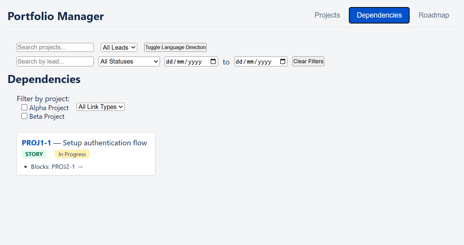 Dependencies View